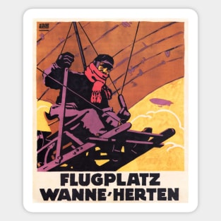 FLUGPLATZ WANNE HERTEN Old German Airplane Vintage Sticker